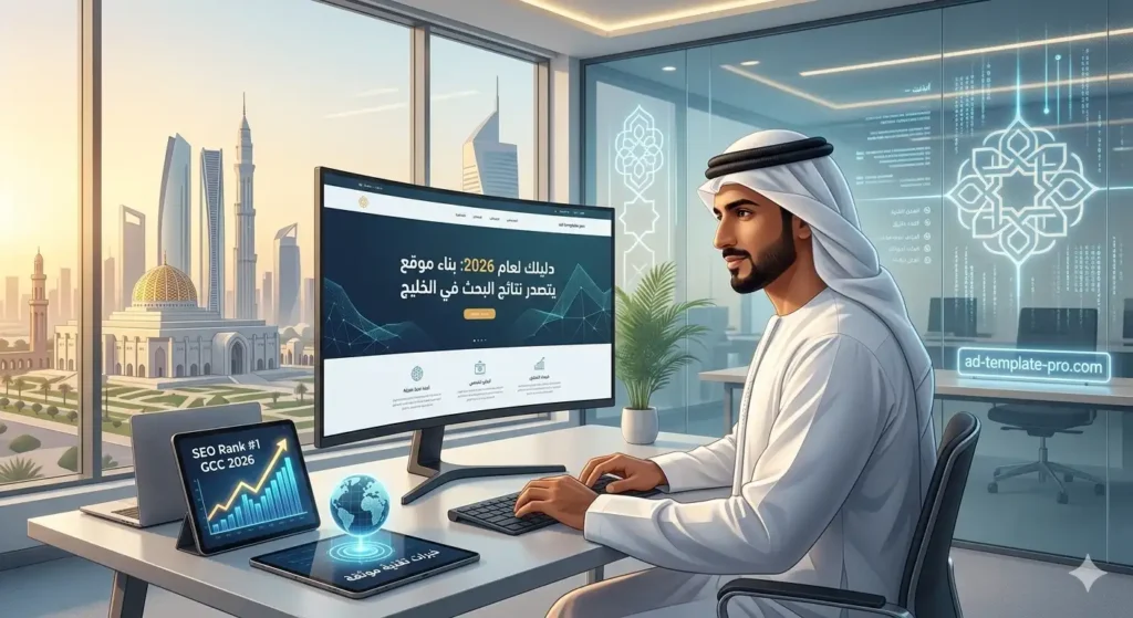 خبير أعمال خليجي يستخدم الحاسوب لتطوير استراتيجية التحول الرقمي للشركات في 2026
